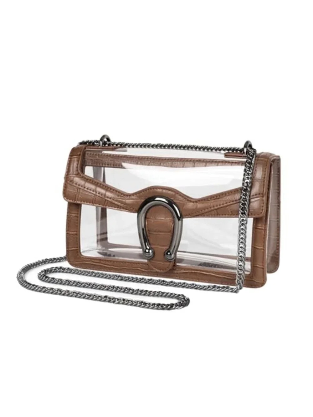 Stadium Approved Clear Crossbody Bag with Chain Strap